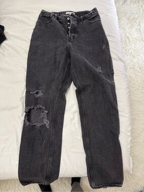 Abercrombie & Fitch Distressed Washed Black Cure Love Dad Jeans
